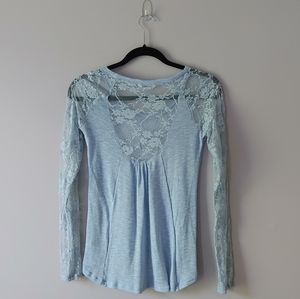 Lace long sleeve with sheer back